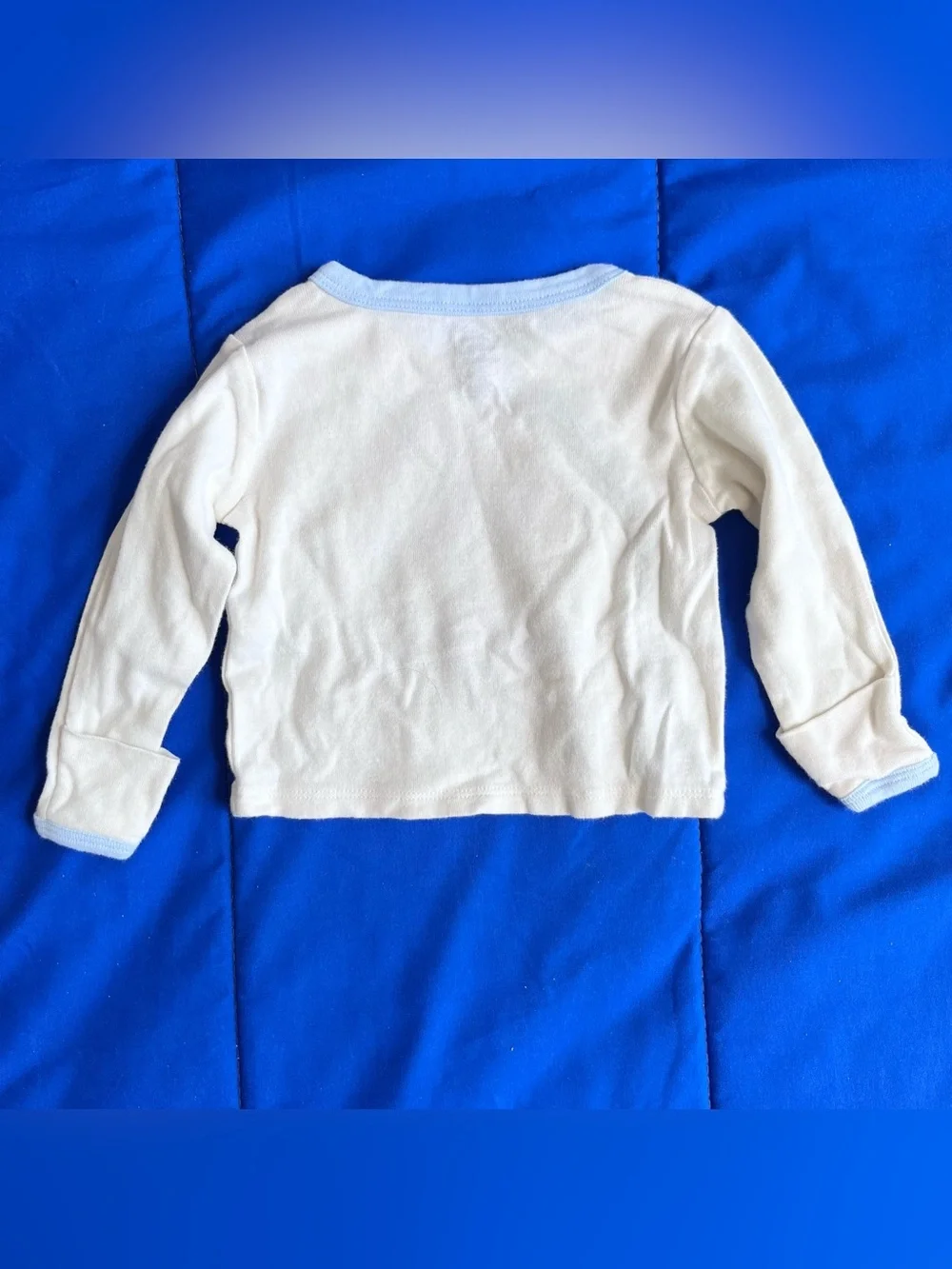 GERBER Organic Off-White Blue Bear Long Sleeve & Pant Outfit Set 3-6 Months